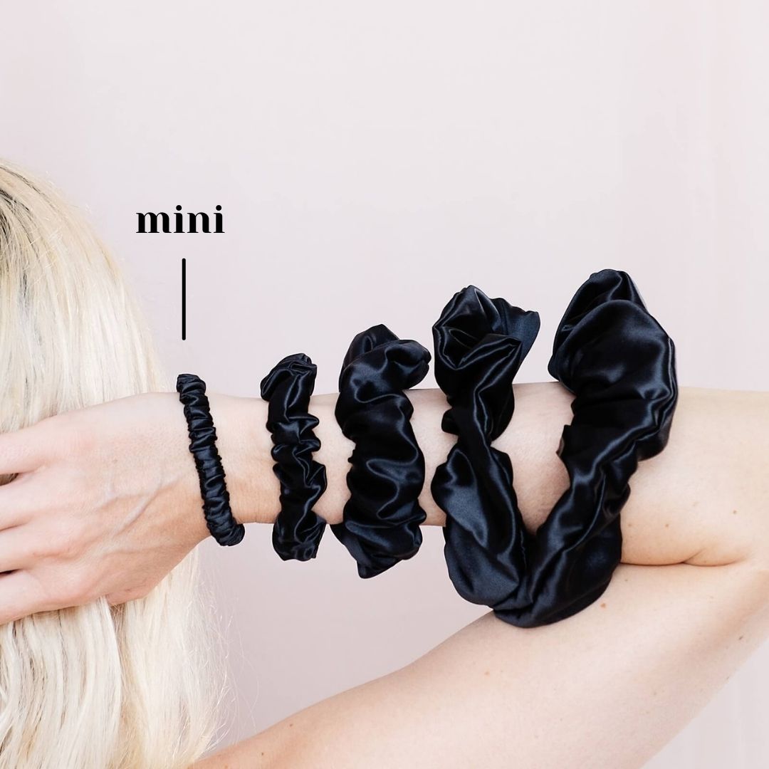 3 Pack Premium Mulberry Silk Scrunchies - Champagne Gold - Mini - LS Silk AU