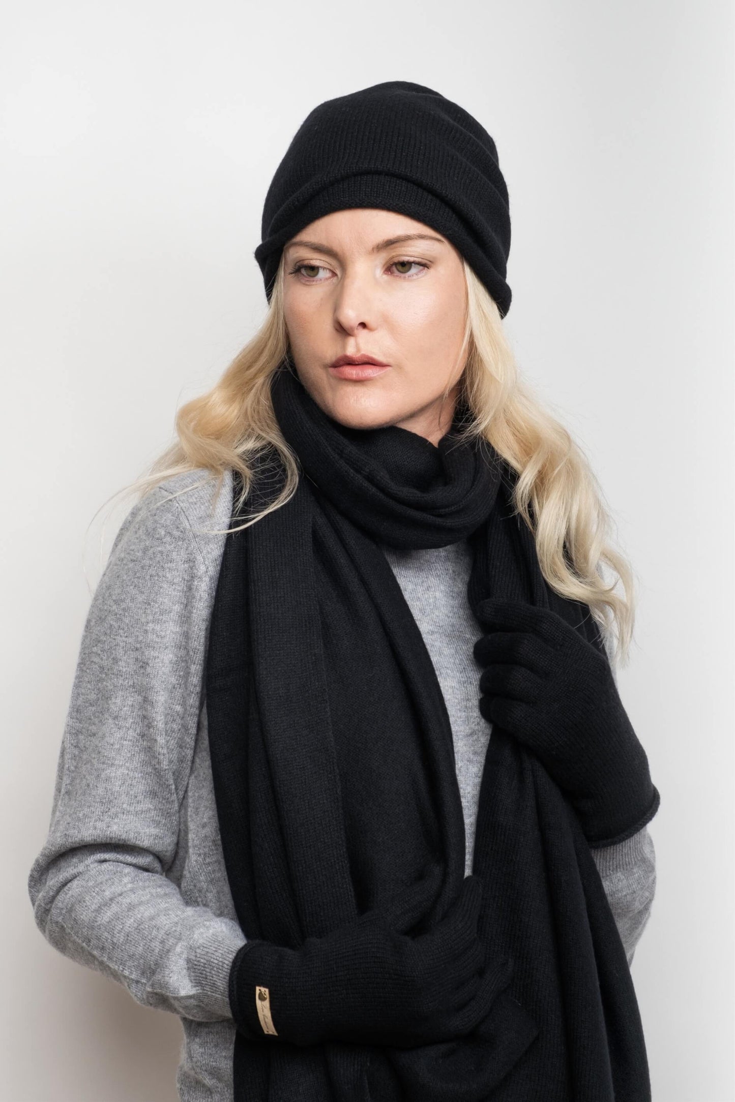 Versatile Pure Cashmere Wrap & Scarf - Black
