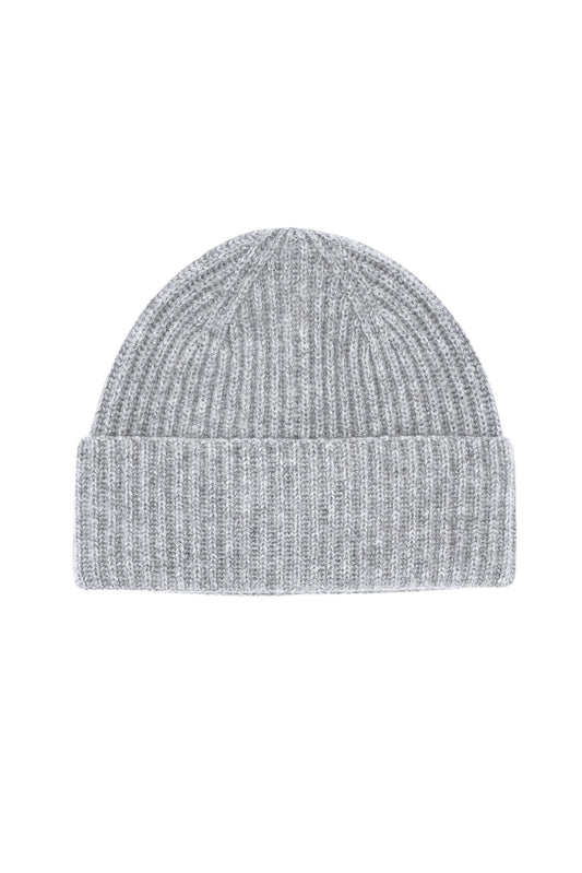 Cashmere Unisex Striped Beanie - Grey