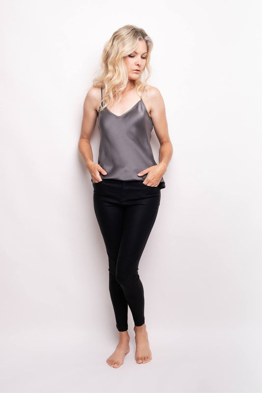 100% Mulberry Silk Camisole - Shadow Grey