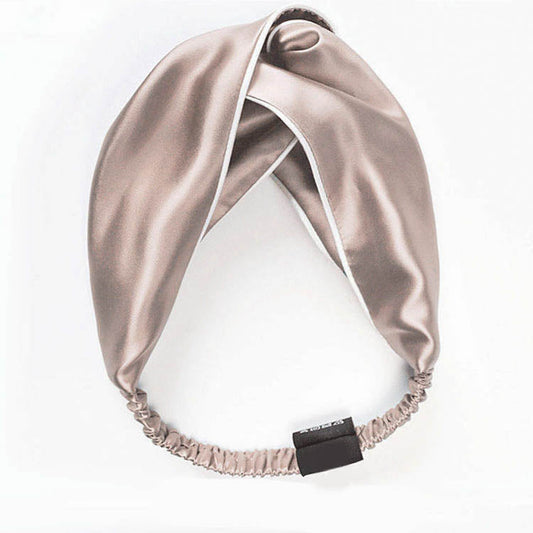 100% Mulberry Silk Elastic Twisted Headband for Women - Champagne Gold - LOVESILK NZ