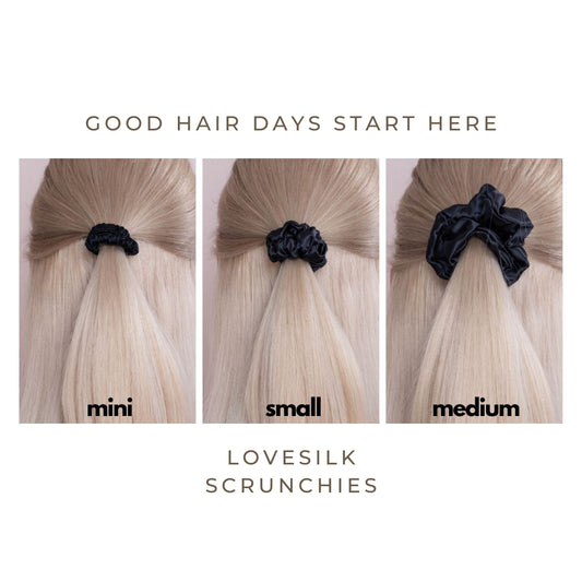 Silk Scrunchies Trio - Chocolate - Mini, Small, Medium