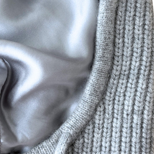 Silk-Lined Ribbed Cashmere Balaclava – Unisex Knit Hood – Love Cashmere AU