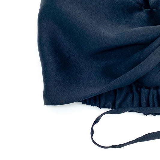 Black Mulberry Silk Hair Bonnet – Double-Lined, Adjustable Fit