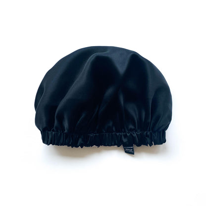 Classic Double-Layer Mulberry Silk Hair Bonnet – Adjustable, Black