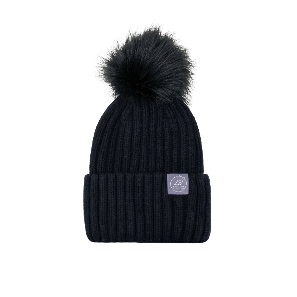 Mulberry Silk-Lined Classic Ribbed Pattern Cashmere Beanie Hat With Removable Pom Pom - Pink
