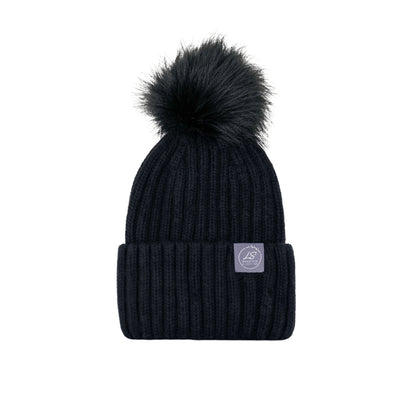Mulberry Silk-Lined Classic Ribbed Pattern Cashmere Beanie Hat With Removable Pom Pom - Pink