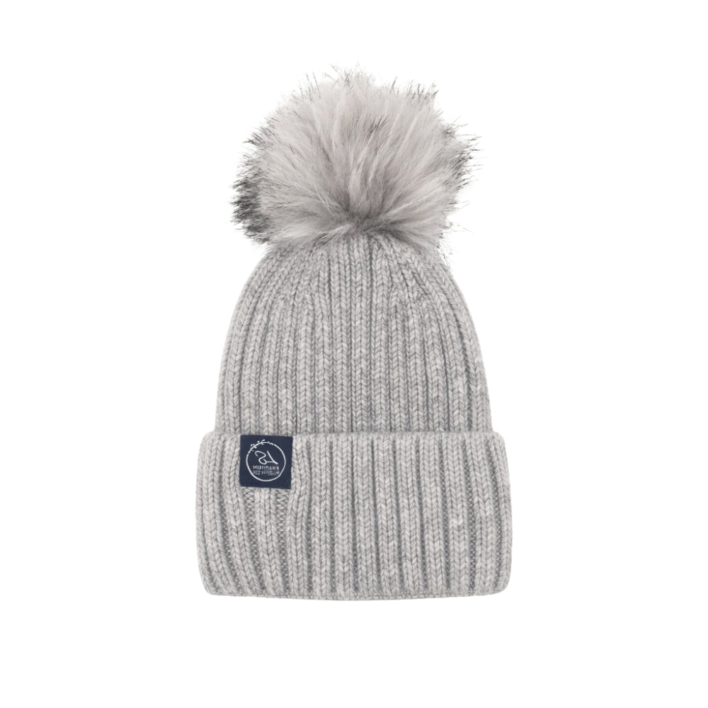 Mulberry Silk-Lined Classic Ribbed Pattern Cashmere Beanie Hat With Removable Pom Pom - Pink