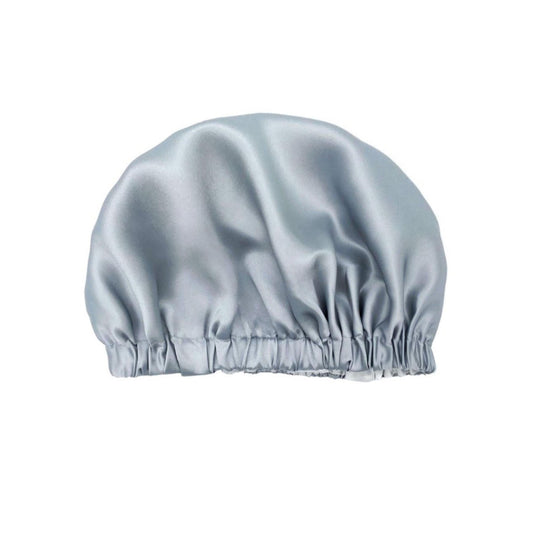 Classic Double-Layer Mulberry Silk Hair Bonnet – Adjustable, Siver