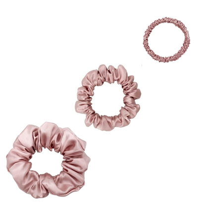 Silk Scrunchies Set - Navy Blue - Mini, Small, Medium - LS Silk AU