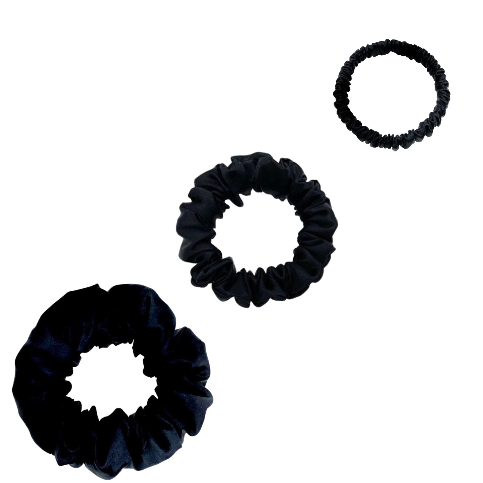 Silk Scrunchies Set - Navy Blue - Mini, Small, Medium - LS Silk AU