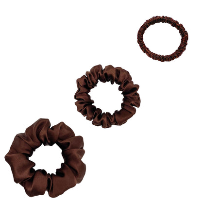 Silk Scrunchies Set - Navy Blue - Mini, Small, Medium - LS Silk AU