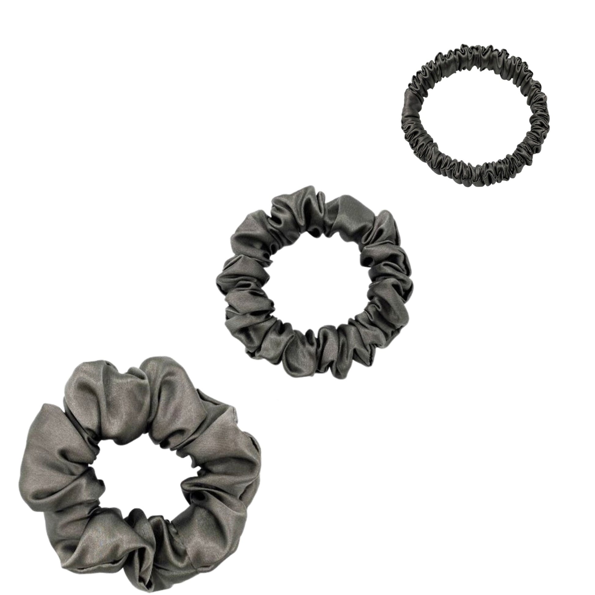 Silk Scrunchies Set - Navy Blue - Mini, Small, Medium - LS Silk AU