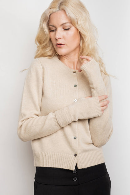 Cashmere Fingerless Gloves Mittens - Beige