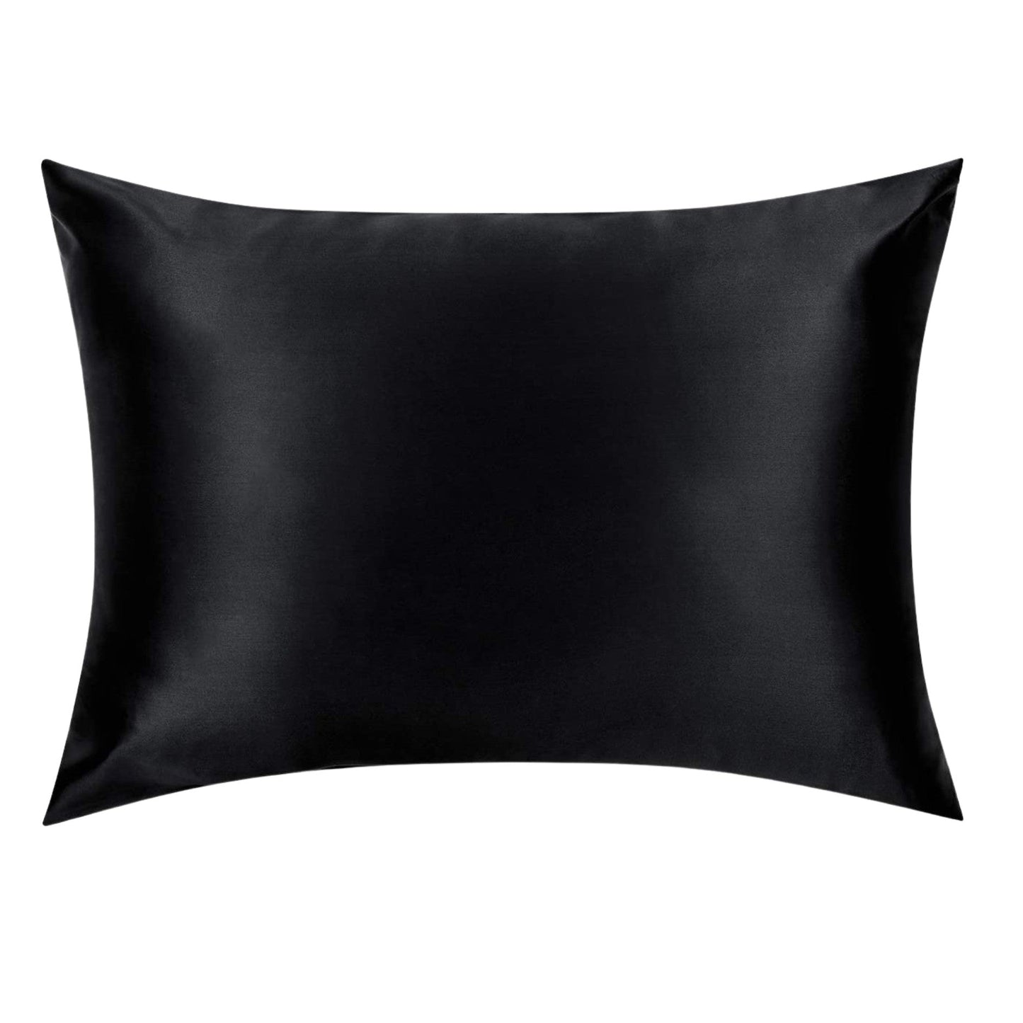 Black Silk Pillowcase - Queen Size, Zip Closure