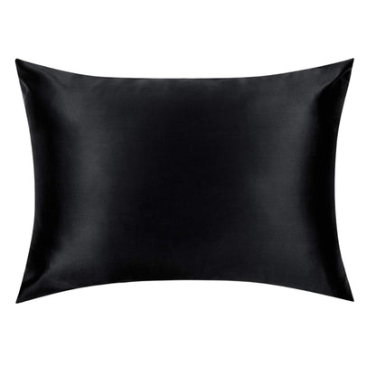 Black Silk Pillowcase - Queen Size, Zip Closure