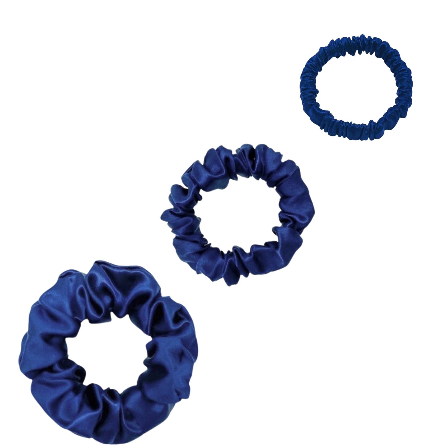 Silk Scrunchies Set - Navy Blue - Mini, Small, Medium - LS Silk AU