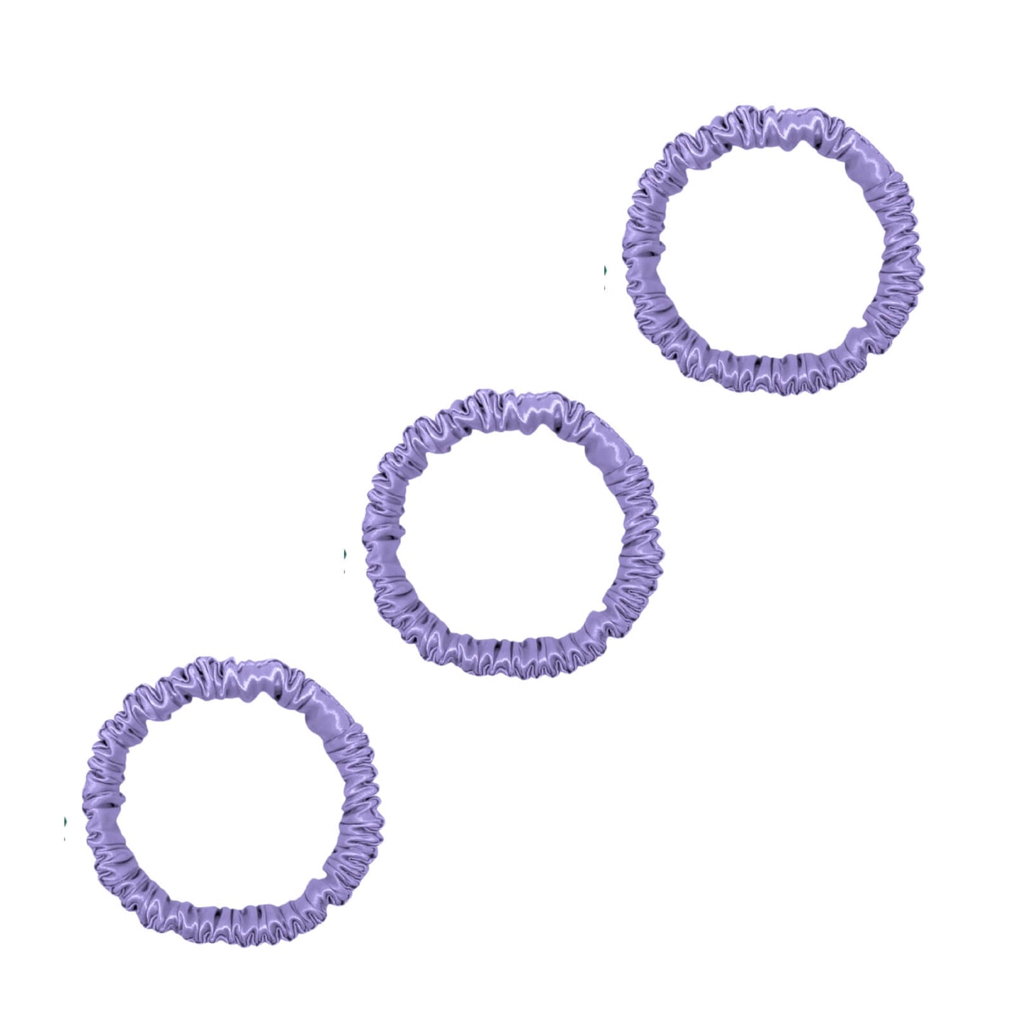 3 Pack Premium Mini Mulberry Silk Scrunchies - Lavender