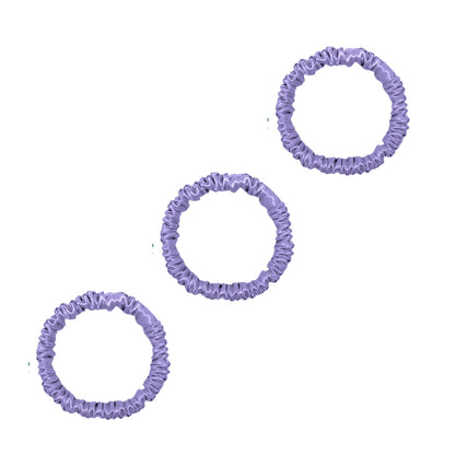 3 Pack Premium Mini Mulberry Silk Scrunchies - Lavender