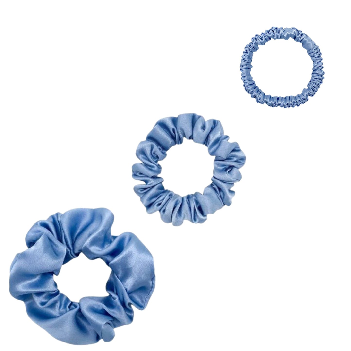 Silk Scrunchies Set - Navy Blue - Mini, Small, Medium - LS Silk AU