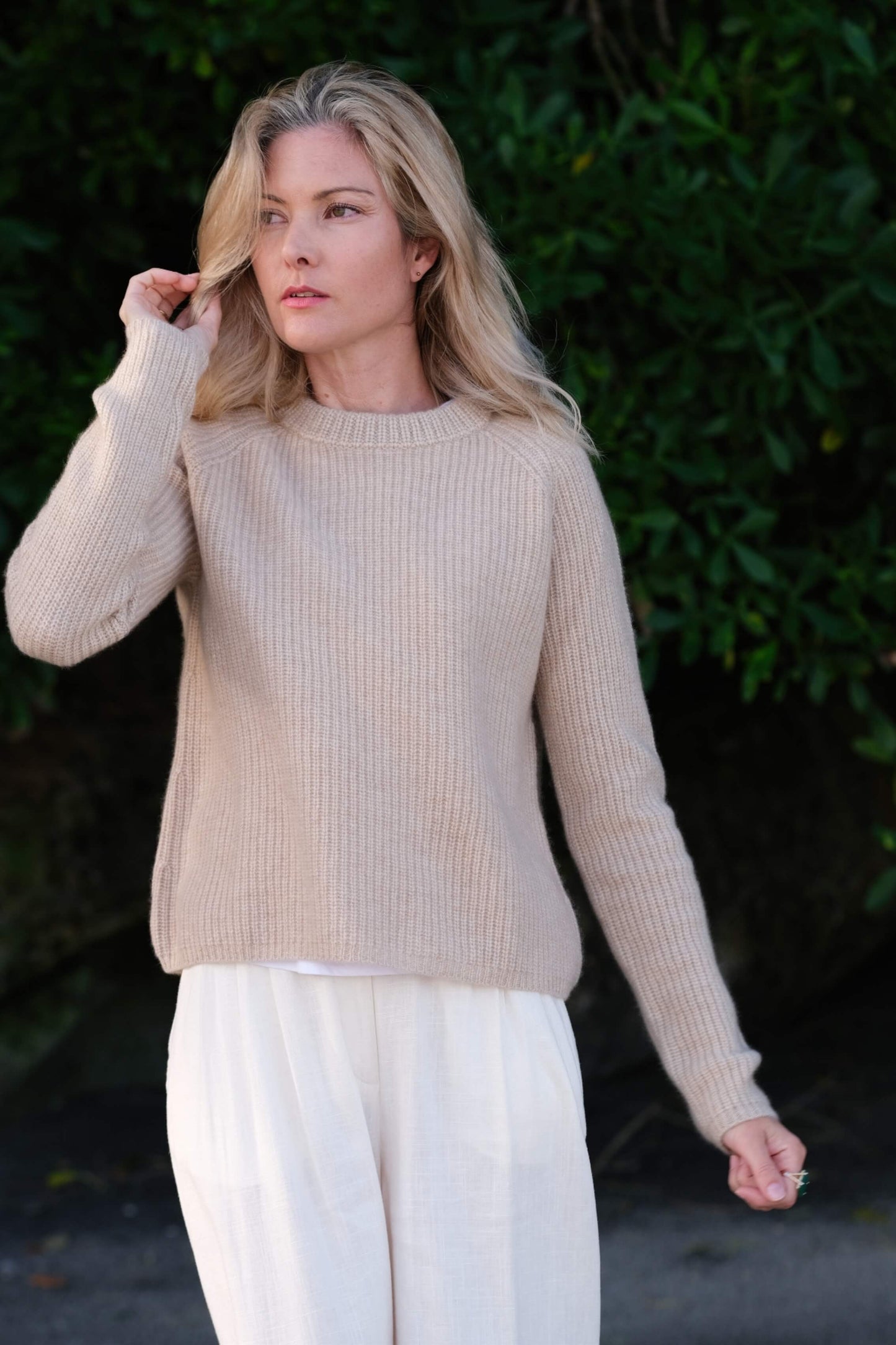 Heritage Fisherman Cashmere Sweater - Beige