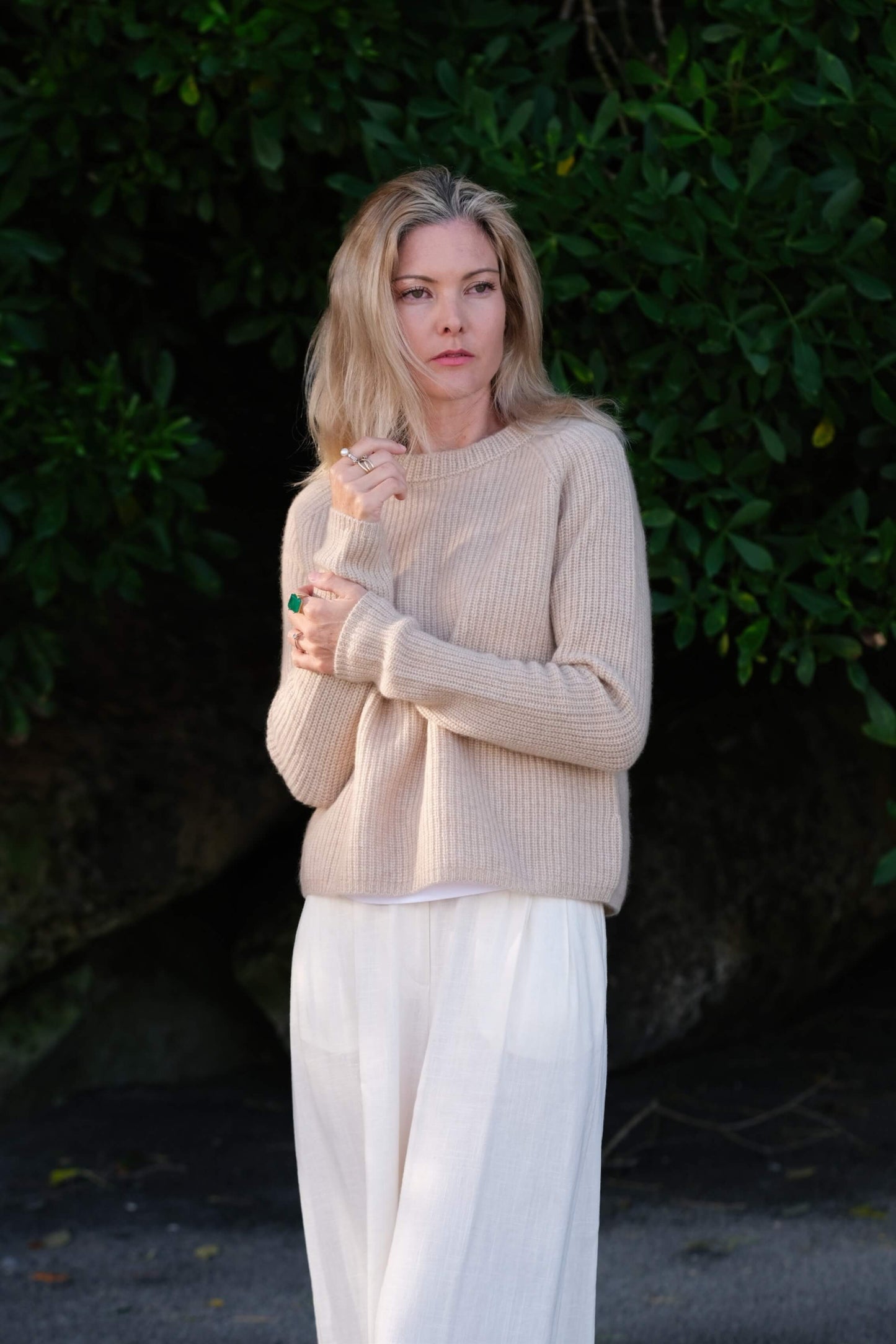 Heritage Fisherman Cashmere Sweater - Beige