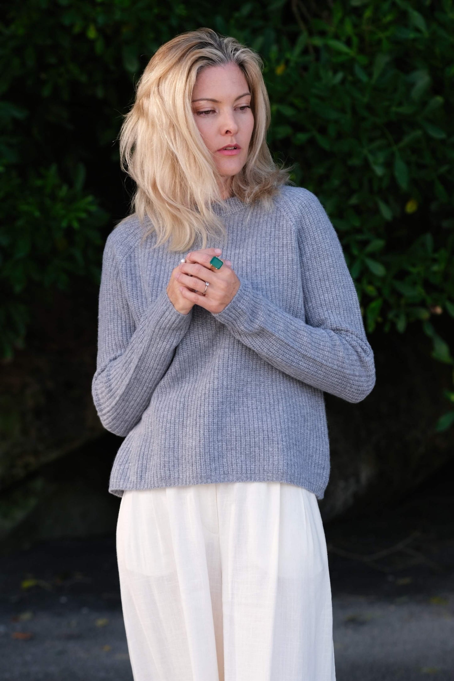 Heritage Fisherman Cashmere Sweater - Grey