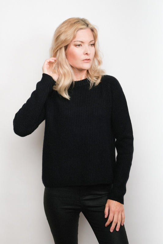 Heritage Fisherman Cashmere Sweater - Black