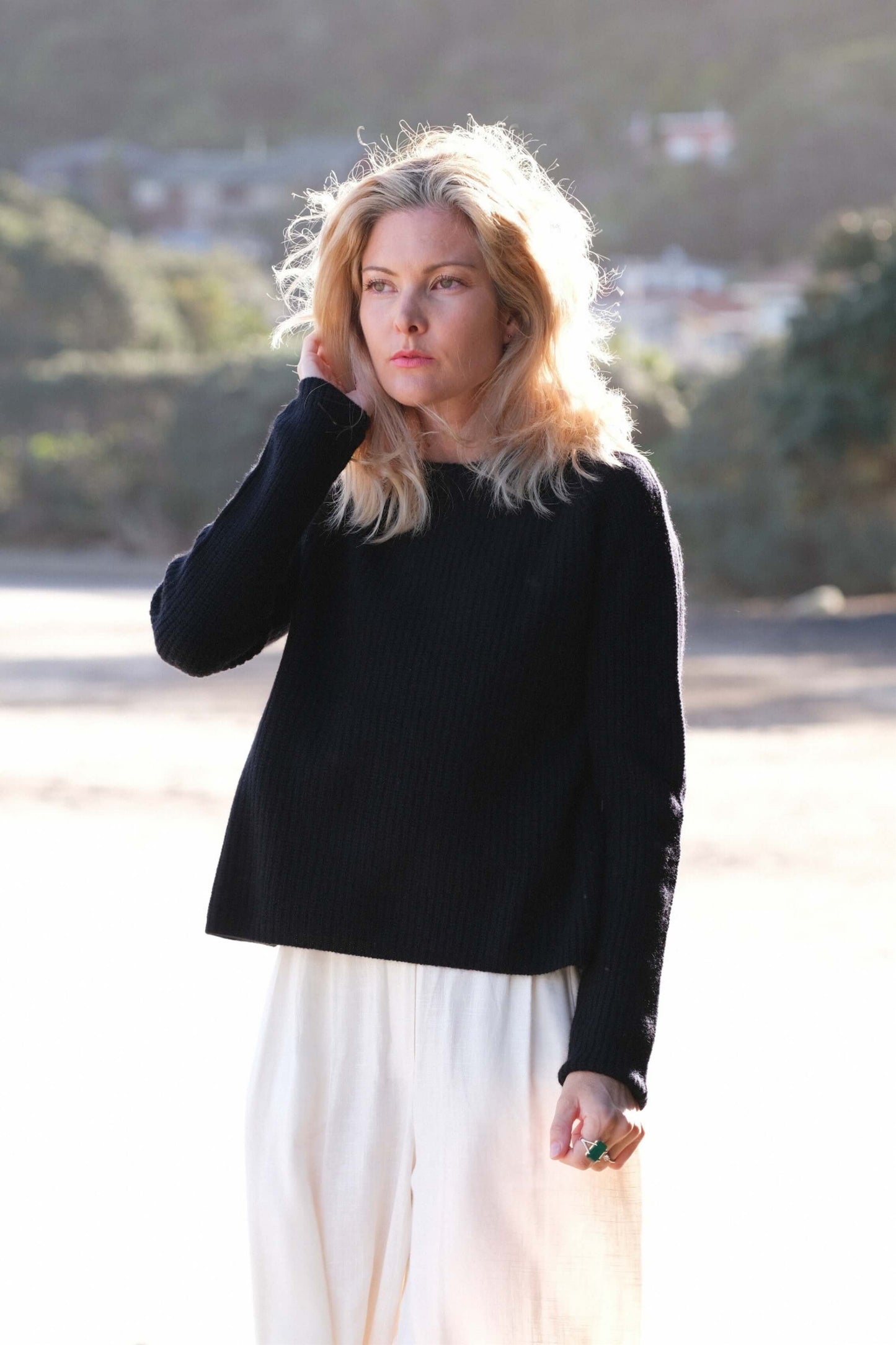 Heritage Fisherman Cashmere Sweater - Black