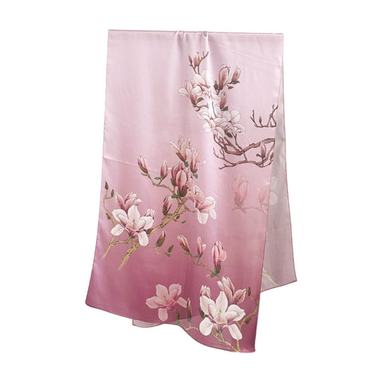 Magnolia Serenity long mulberry silk scarf – LS Silk