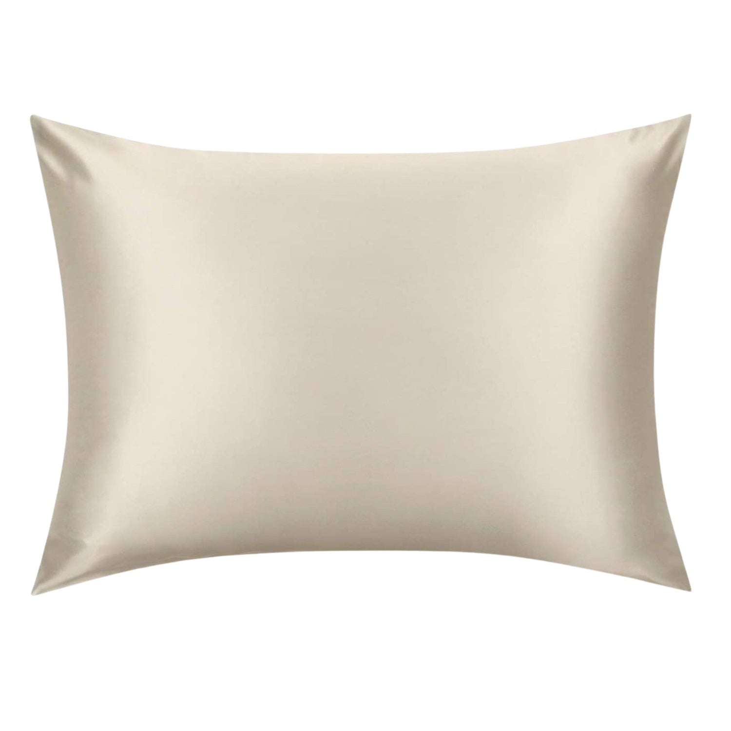 Beige silk pillowcase on a white background
