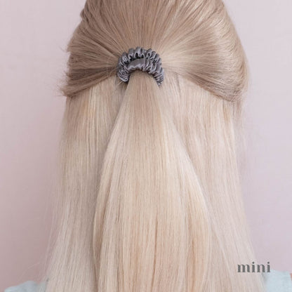 3 Pack Premium Mulberry Silk Scrunchies - Grey - Mini - Lovesilk.co.nz