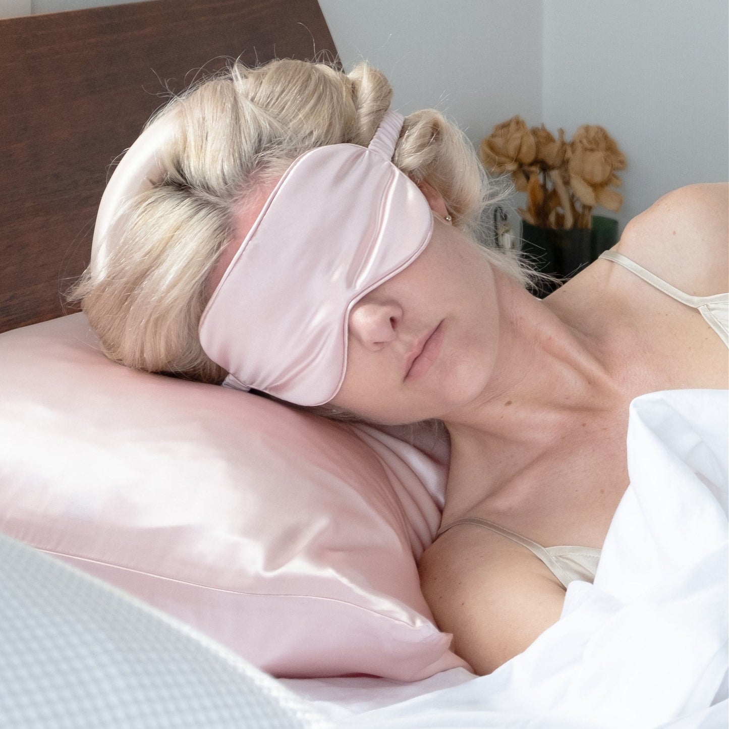 Pink Silk Pillowcase, Queen Size, Envelope Closure