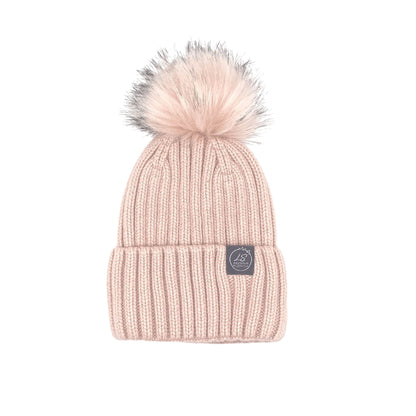 Mulberry Silk-Lined Classic Ribbed Beanie Hat – Cashmere Blend with Removable Pom Pom - Grey