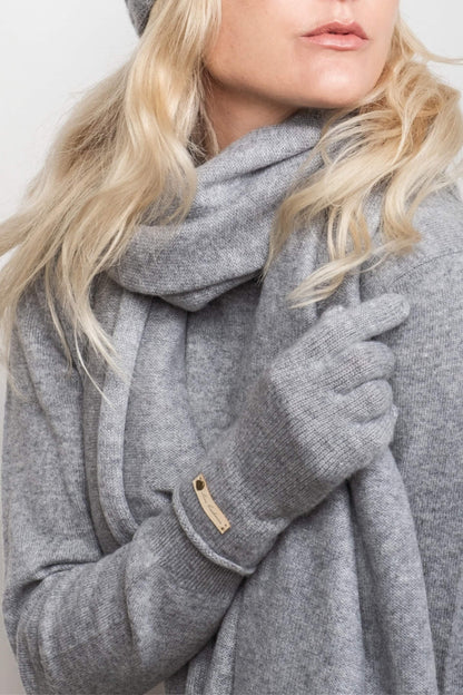 Cashmere Fine Knit Gloves - Grey