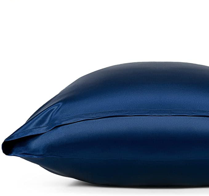 Navy Blue Silk Pillowcase, Queen Size, Envelope Closure