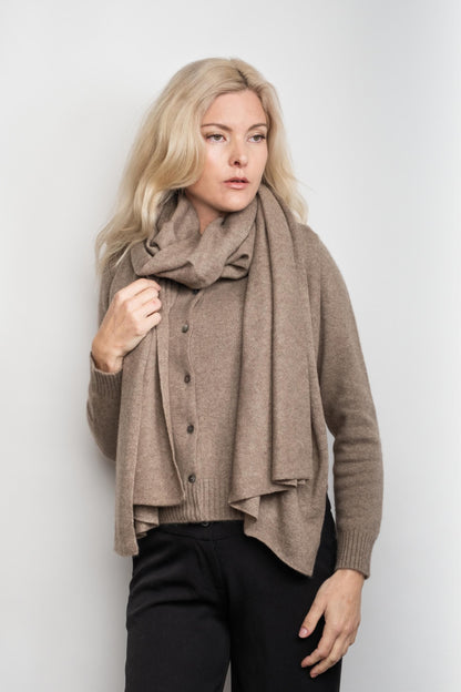 Versatile Pure Cashmere Wrap & Scarf - Chestnut