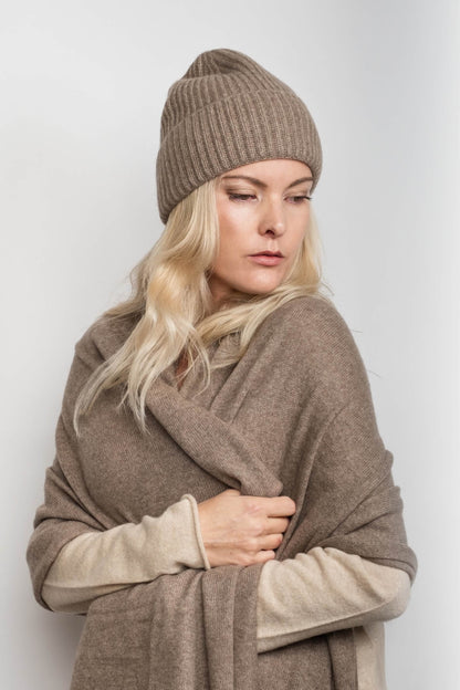 Versatile Pure Cashmere Wrap & Scarf - Chestnut