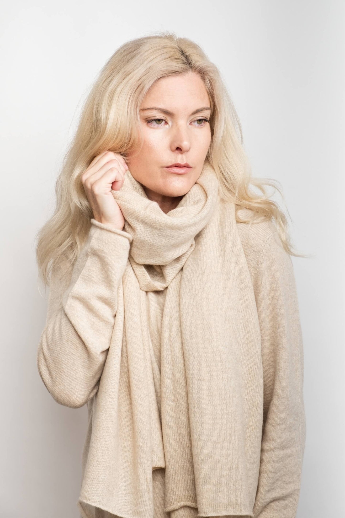 Versatile Pure Cashmere Wrap & Scarf - Beige