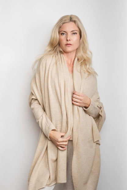 Versatile Pure Cashmere Wrap & Scarf - Beige
