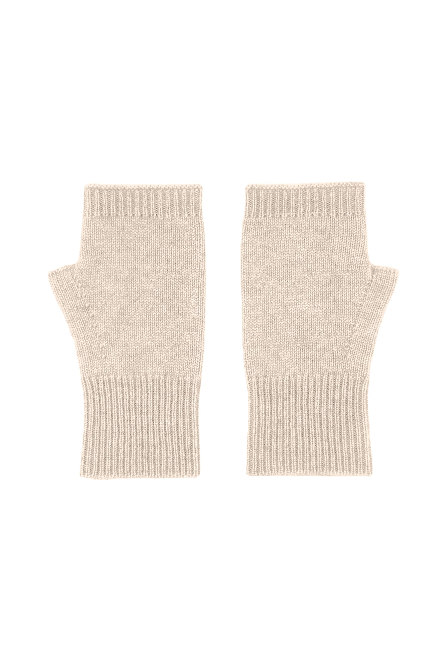 Cashmere Fingerless Gloves Mittens - Beige