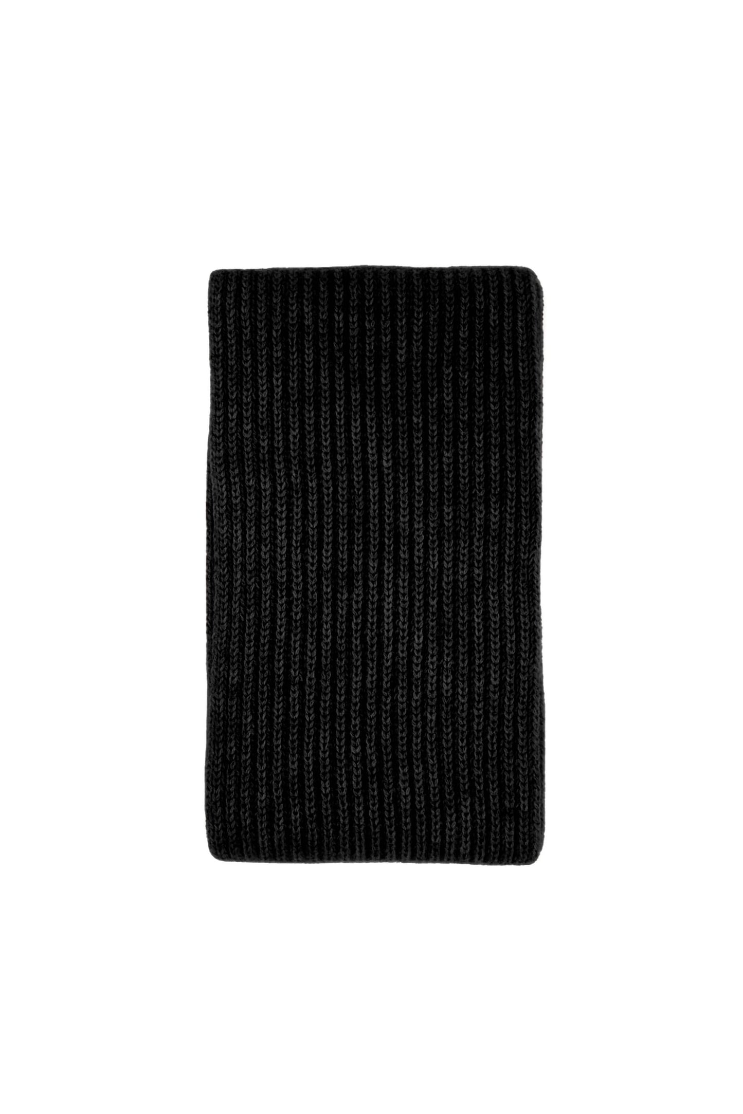 Slim Ribbed Cashmere Long Scarf - Black