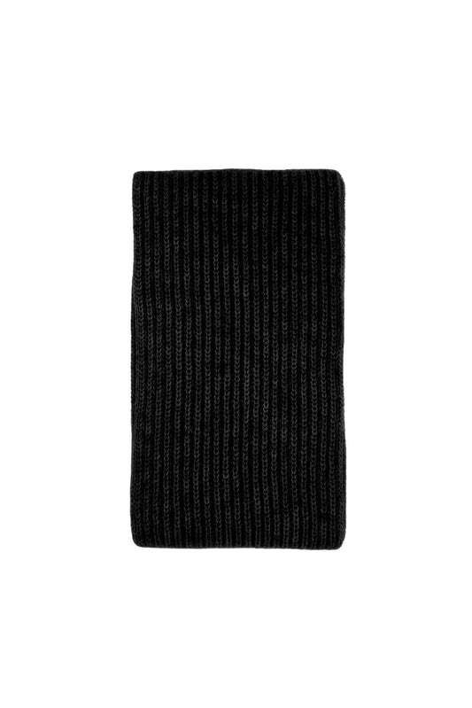 Slim Ribbed Cashmere Long Scarf - Black
