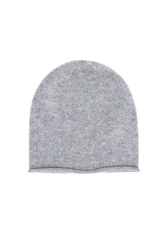 Cashmere Unisex Roll-Edge Beanie - Grey