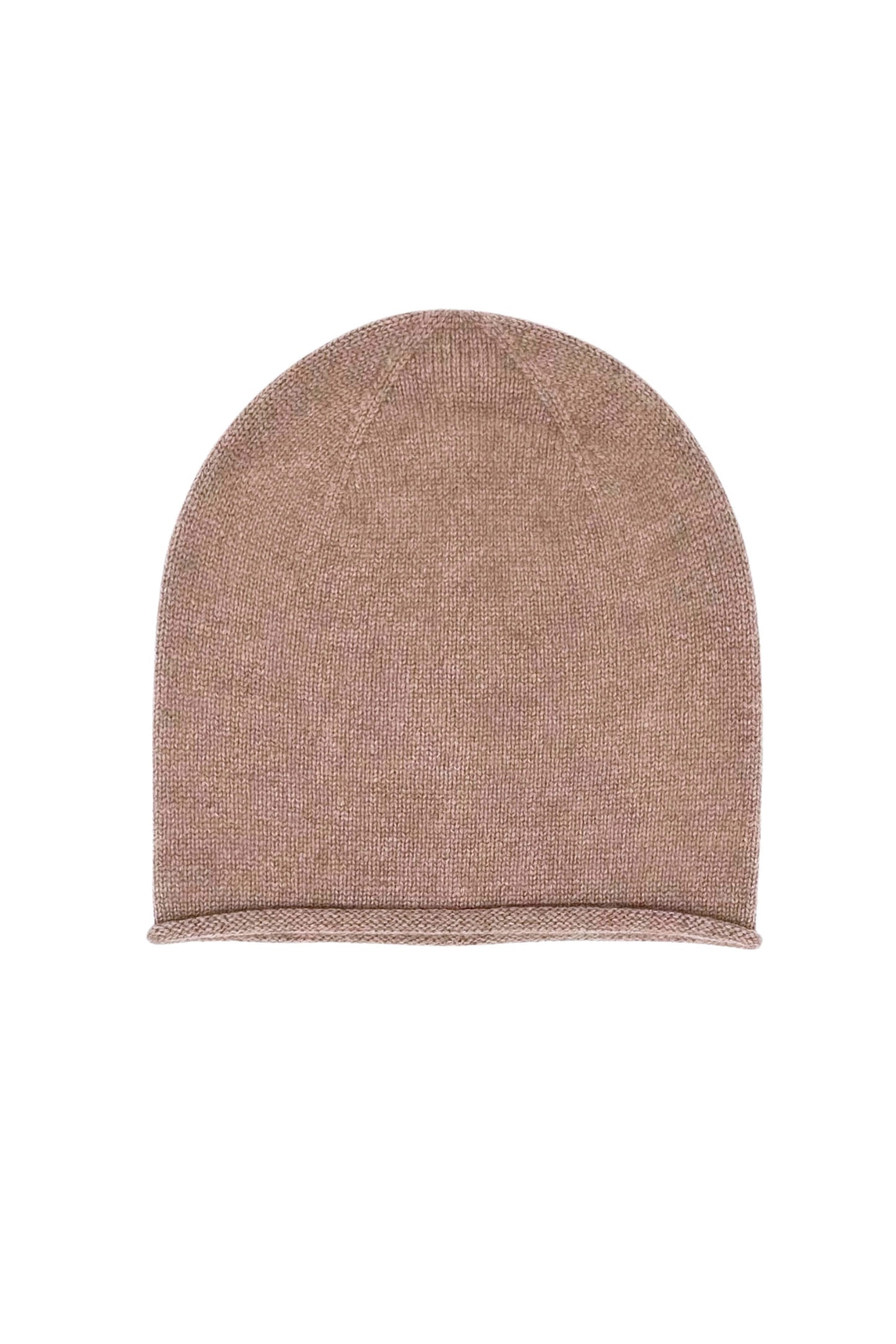 Cashmere Unisex Roll-Edge Beanie - Chestnut
