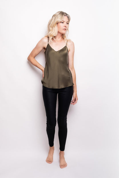 100% Mulberry Silk Camisole - Pine Green – LS Silk AU