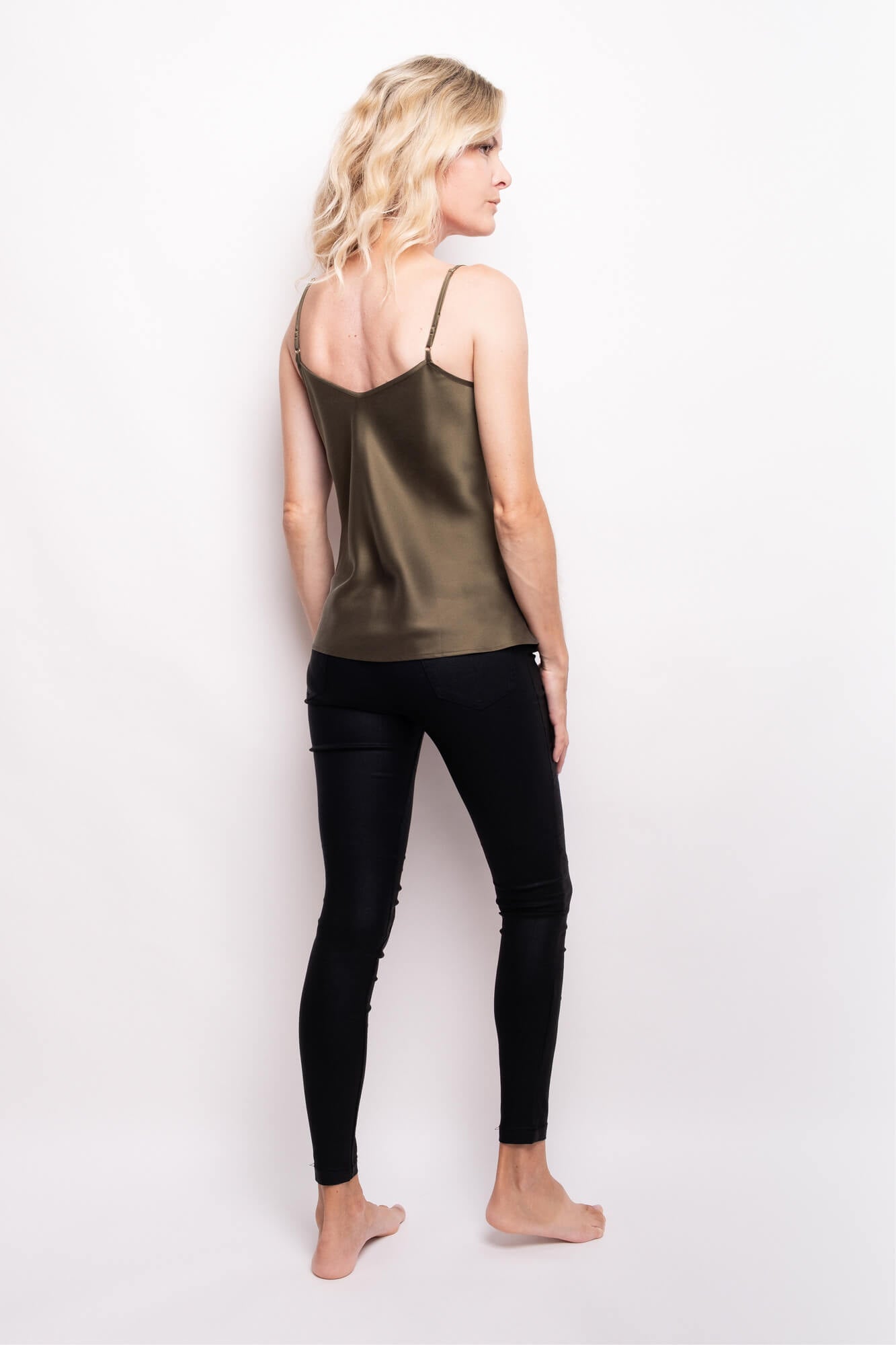 100% Mulberry Silk Camisole - Pine Green – LS Silk AU