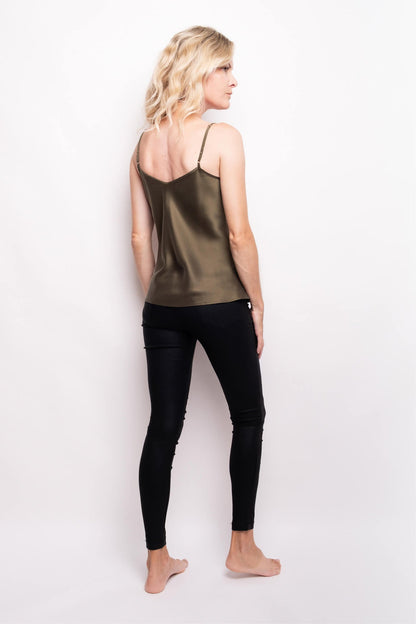 100% Mulberry Silk Camisole - Pine Green – LS Silk AU