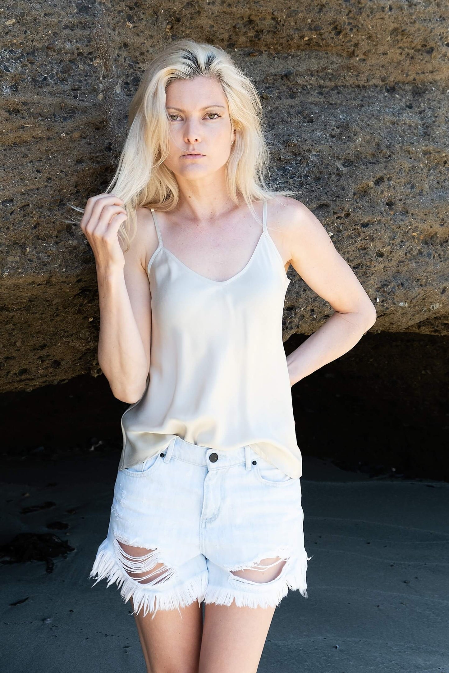 100% Mulberry Silk Camisole - Champagne - Lovesilk.co.nz