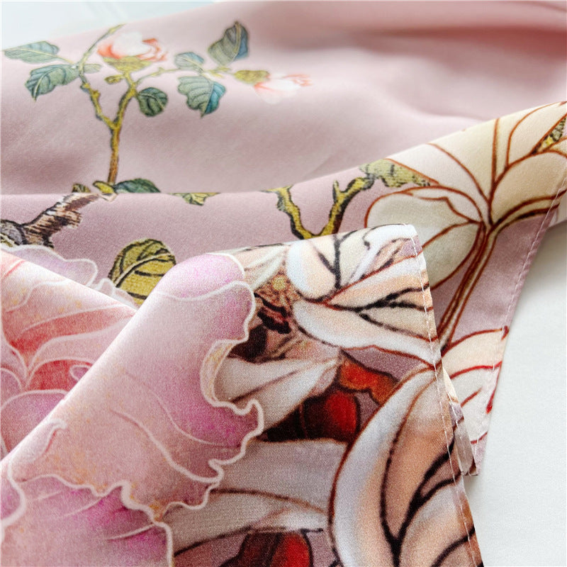 Antique Rose long mulberry silk scarf, view 3 – LS Silk